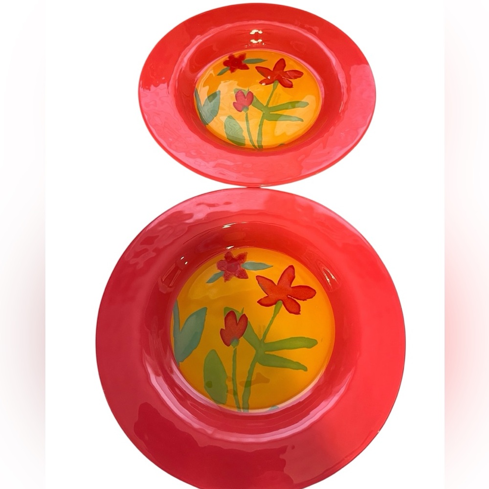 NWT set of 2 from Dibbern made in Germany, hand painted floral 8” glass plates